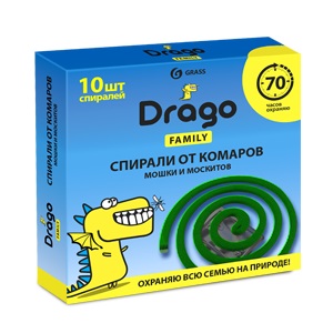 Drago Средство инсектицидное «Спираль от комаров – эффект» (10 спиралей в пачке)  Grass  NS-0004_0