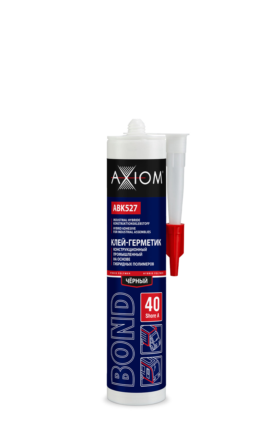 Клей-герметик AXIOM BOND на основе гибридных полимеров черный ШОР 40 280 мл Axiom  ABK527_0