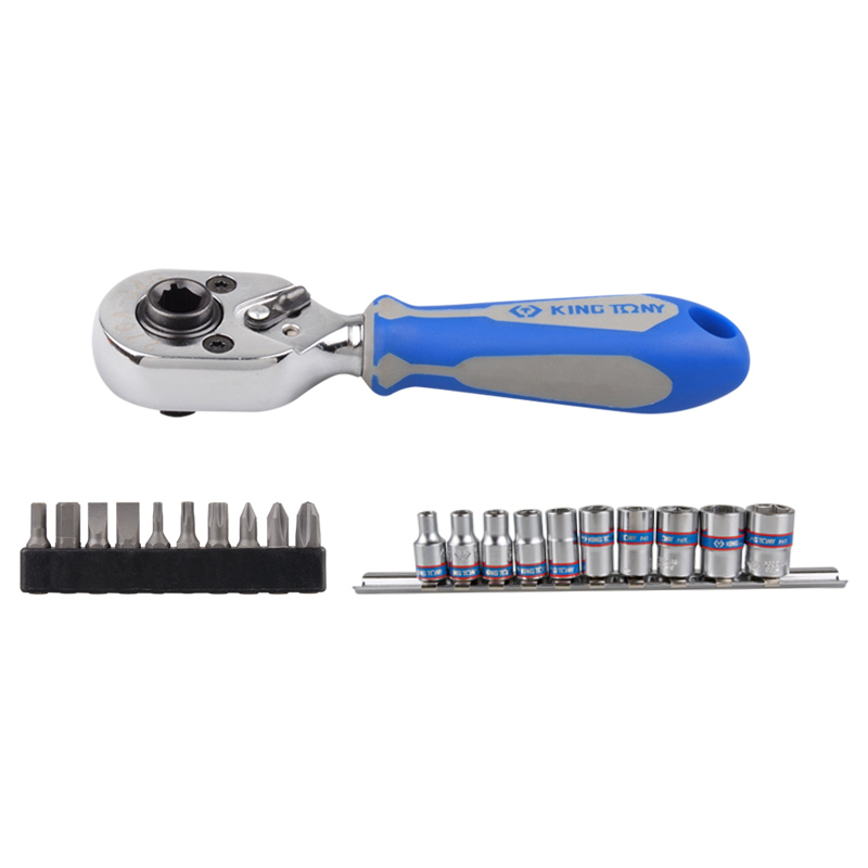 Набор вставок (бит) и головок с трещоткой 1/4;, TORX, HEX, PH, 21 предметов KING TONY 2501MR 2