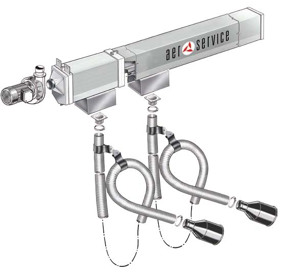 Aerservice KITCA222150160 Рельсовая система вытяжки 16 м. с 2-мя каретками 150 мм. 2