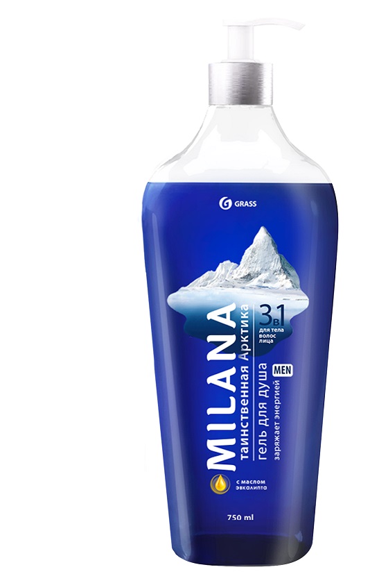 MILANA MEN Гель для душа "Таинственная арктика" с маслом эвкалипта 750мл 2