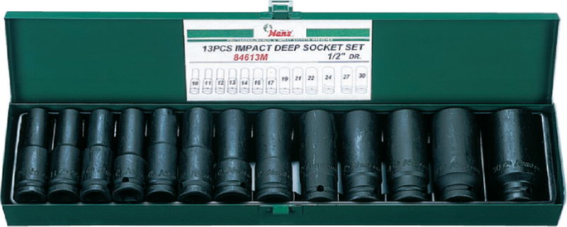 Набор длинных ударных торцевых головок 1/2", 13 предметов  2