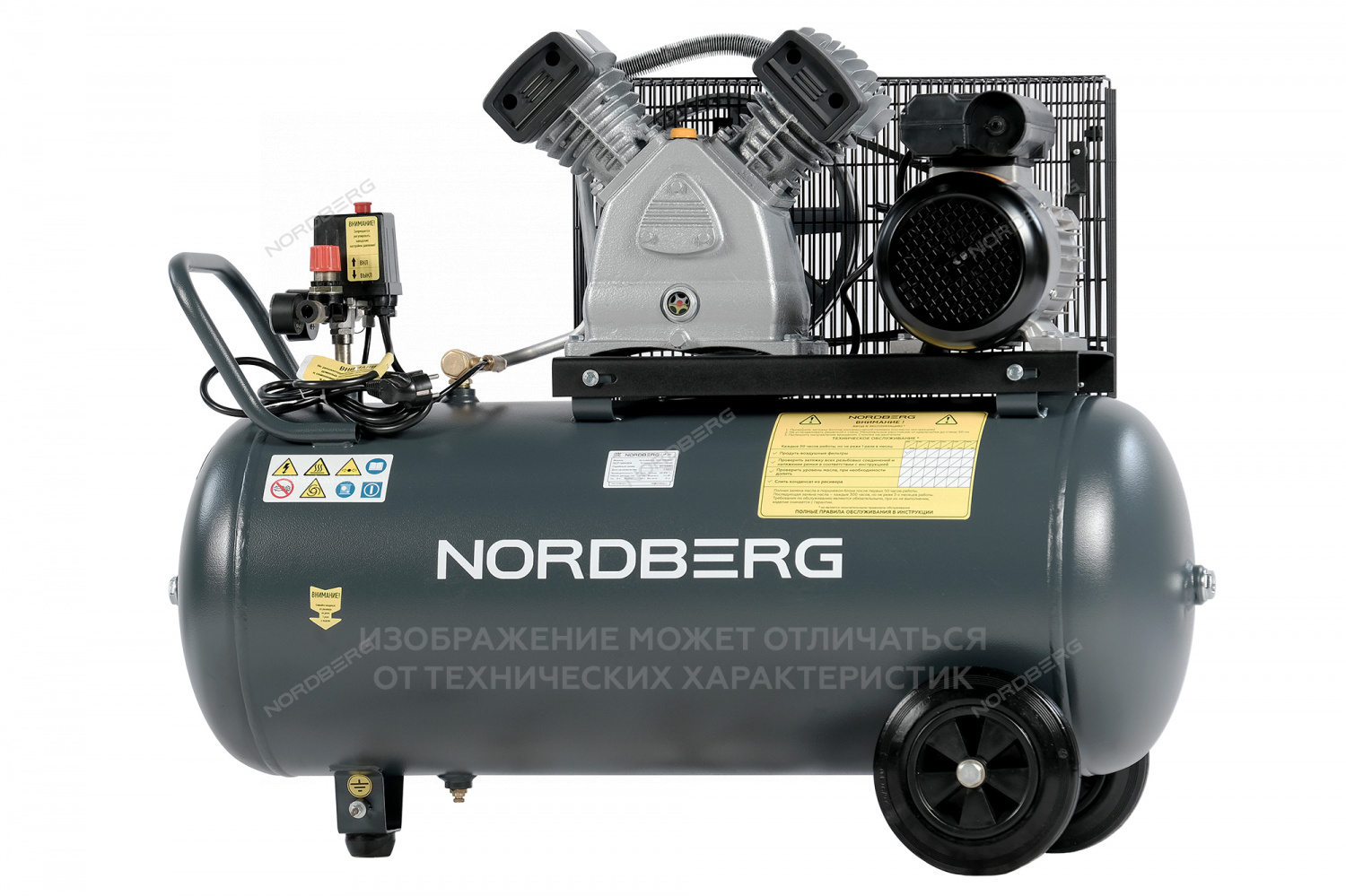 Компрессор поршневой с ременной передачей 380В, 100л, 500 л/мин Nordberg  NCP100/500_0