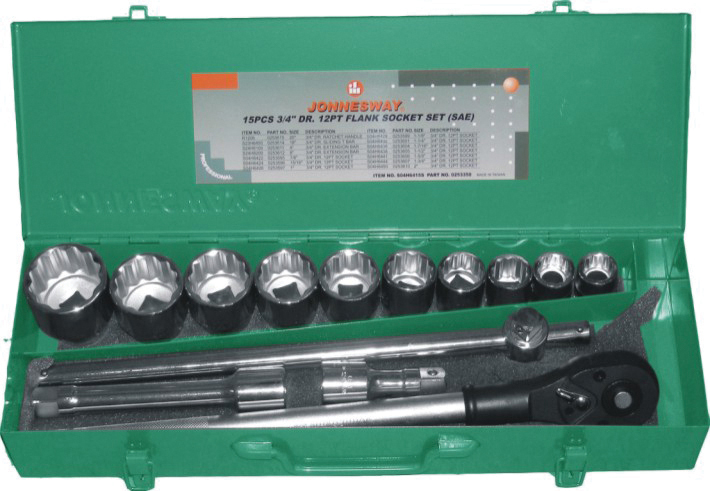 Набор головок торцевых дюймовых 3/4"DR, 7/8"-2", с аксессуарами, 14 предметов 2