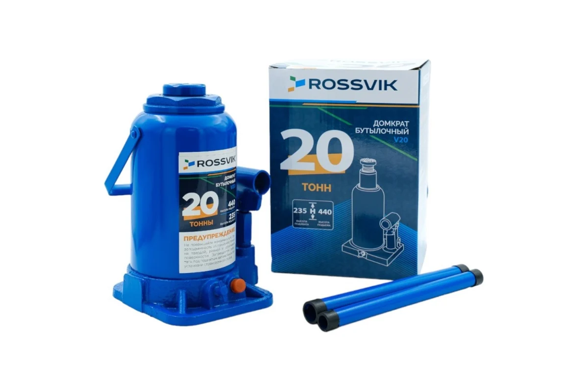 Домкрат бутылочный V20, г/п 20,0т ROSSVIK 2