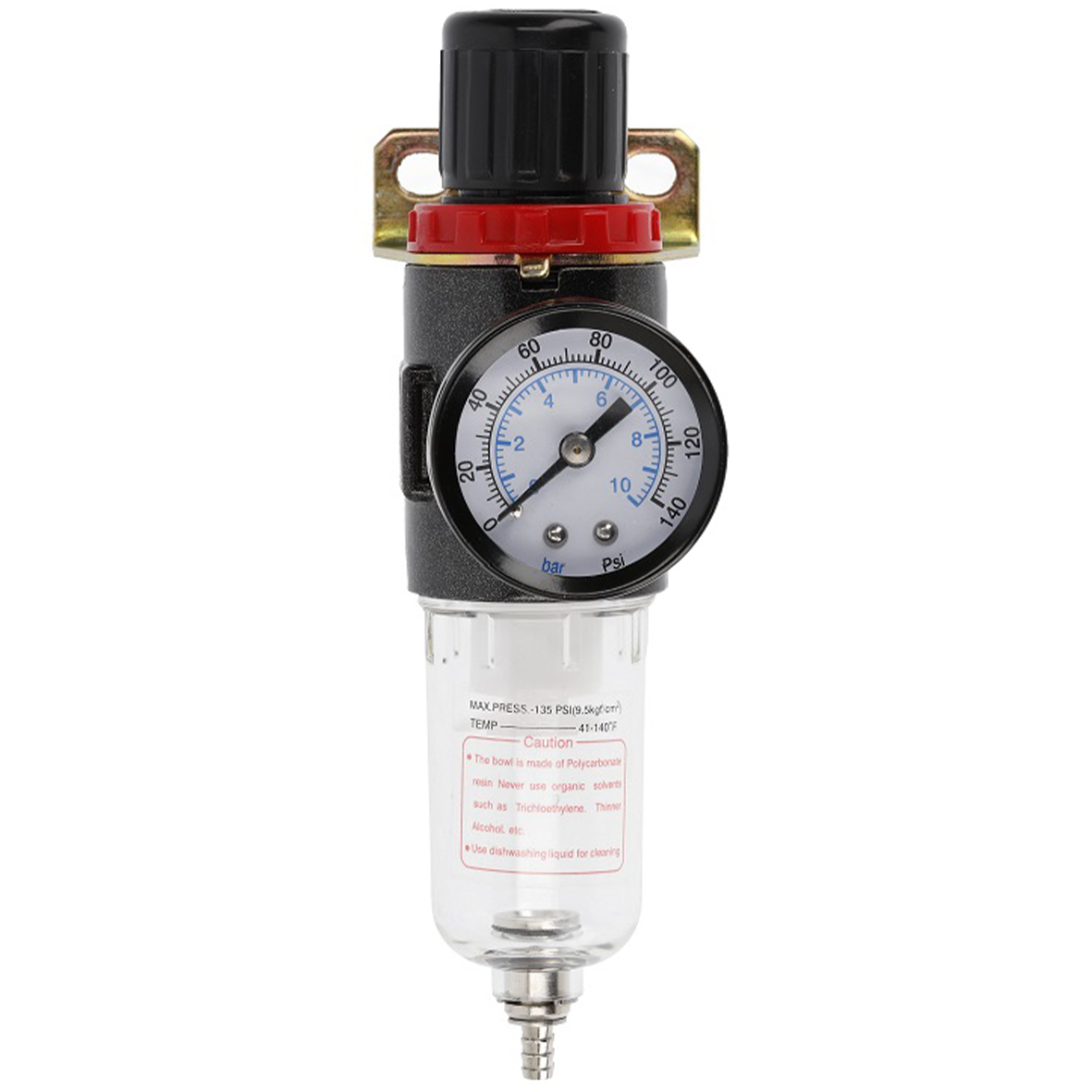 Фильтр- регулятор с манометром пневматический 1/4", 9 бар/135 PSI 2