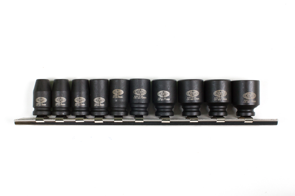 Набор ударных головок 1/4" 10 пр., 5-14 мм, на линейке 2