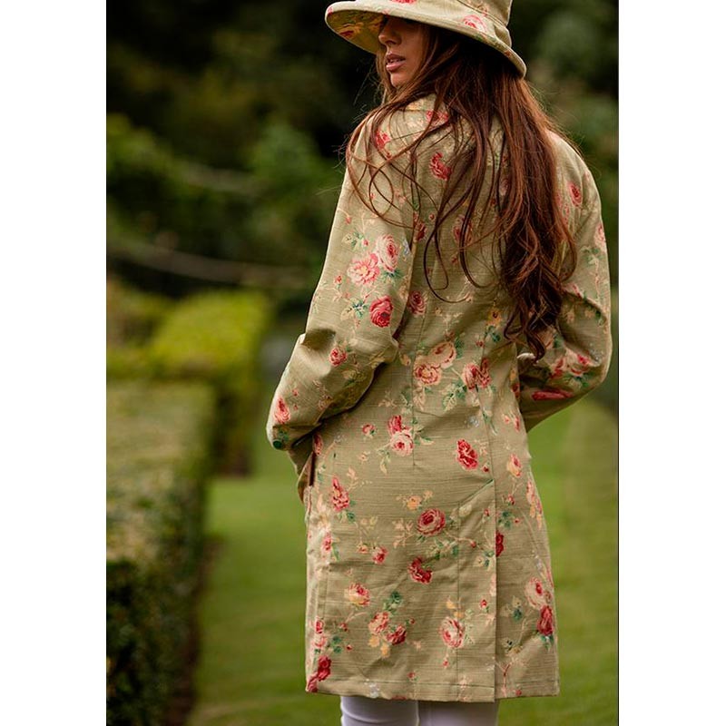 Женское пальто-пыльник из хлопка с цветочным принтом ручной работы