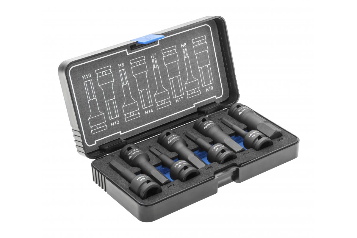Торцевые головки, ударныеTorx, 8 шт., 1/2", CrMo 2