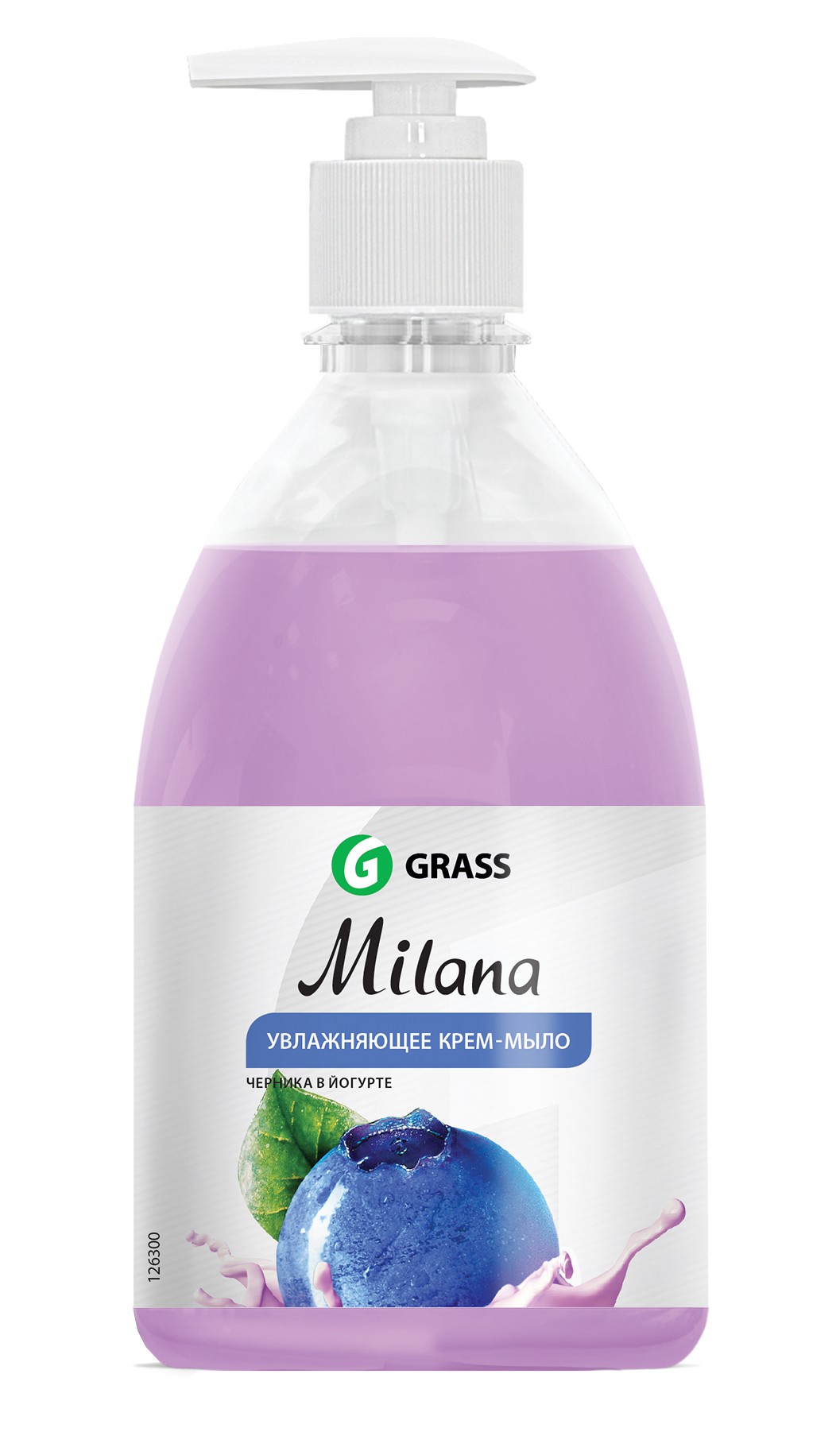 Milana Жидкое крем-мыло черника в йогурте 500 мл с дозатором GRASS
