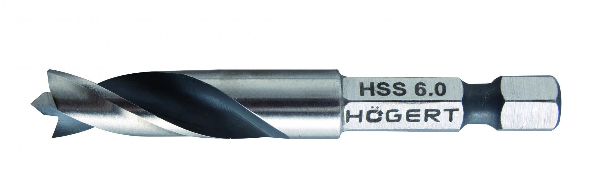 Сверло по дереву 6 х 60 мм с шестигранным хвостовиком, сталь HSS 2