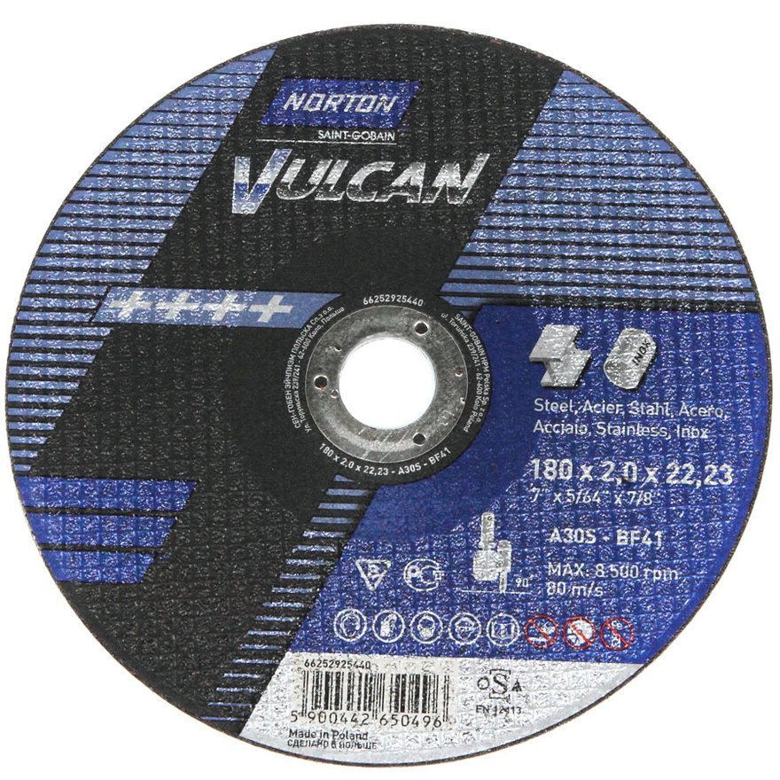 Круг отрезной 180 х 22.23 х 2.5 NORTON VULCAN Т41 для металла 2