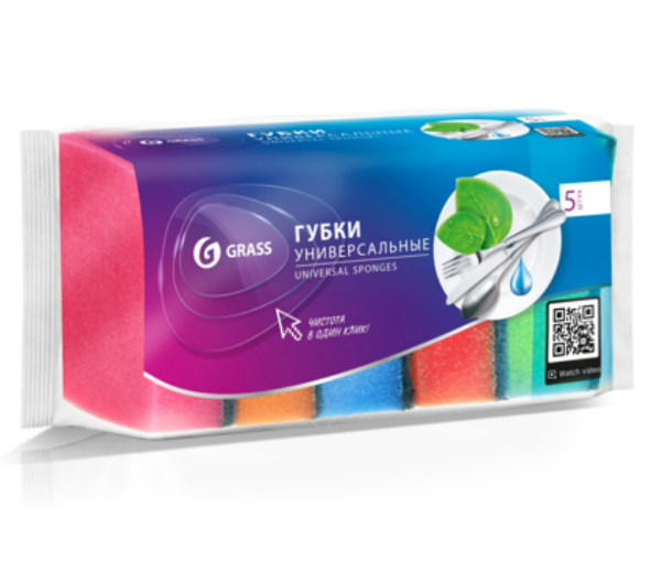 MAXI Губка бытовая с чистящим слоем 5 шт (87х58х26 мм) 80уп/кор 2