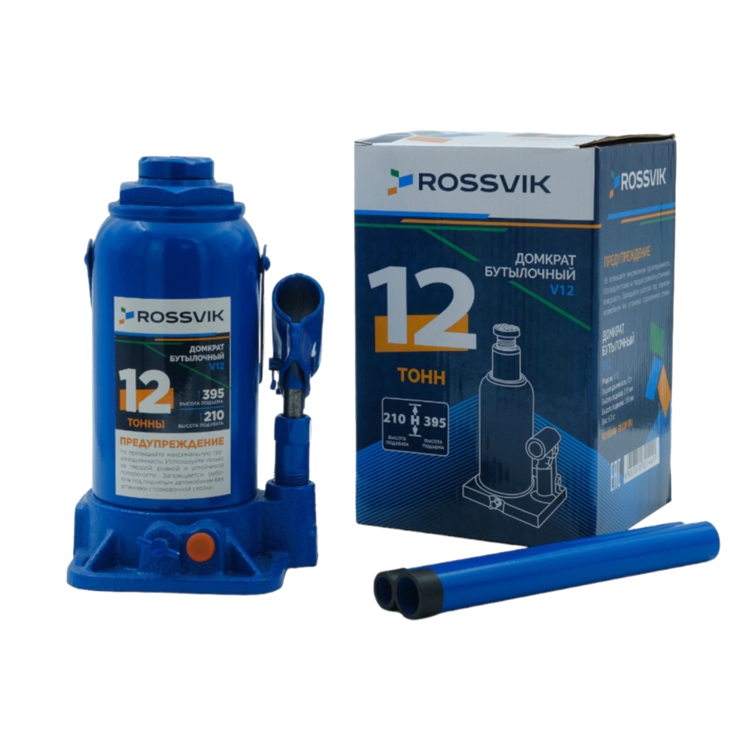 Домкрат бутылочный V12, г/п 12,0т ROSSVIK 2