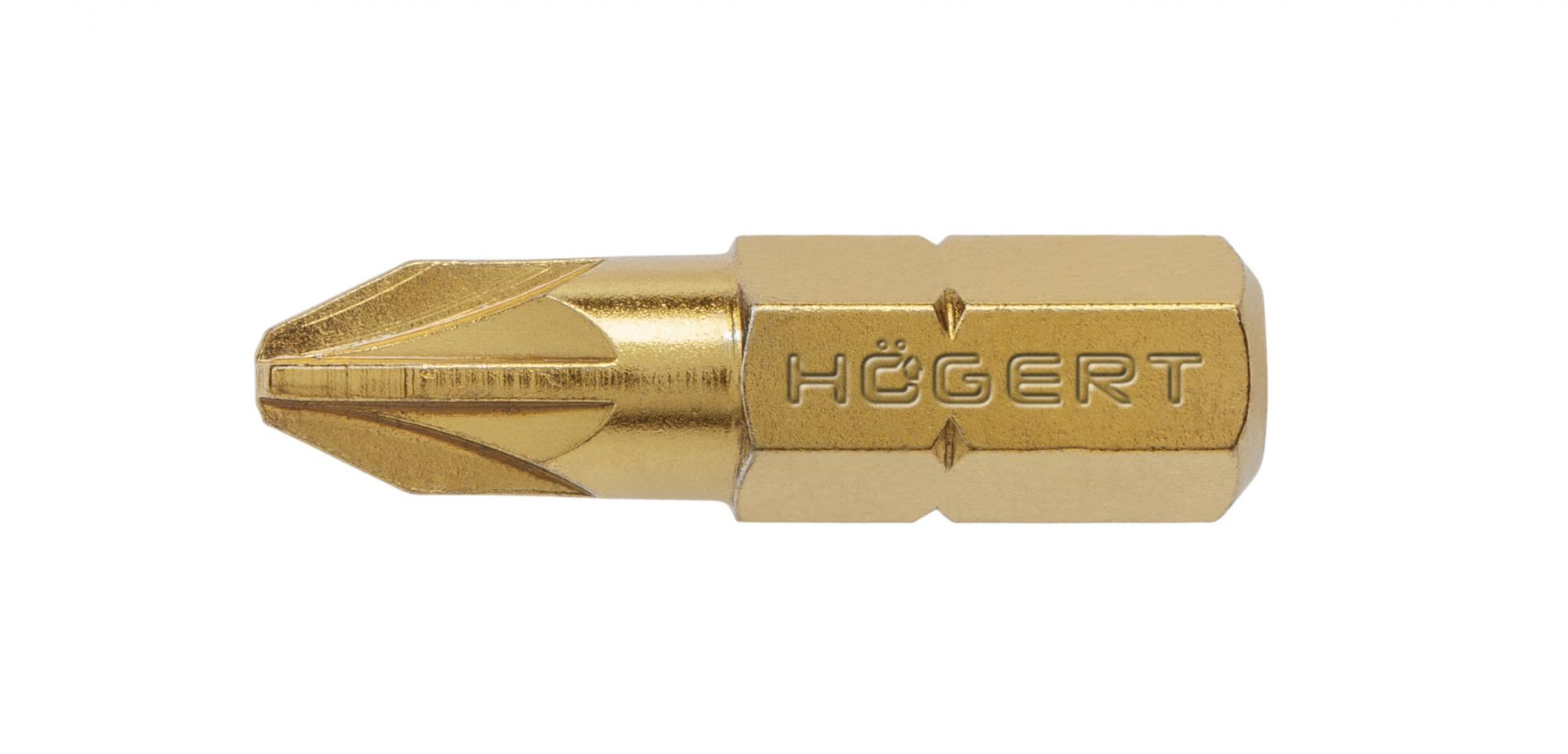 HOEGERT Биты PZ2 25 мм, сталь S2, нитрид титана, 5 шт. 2