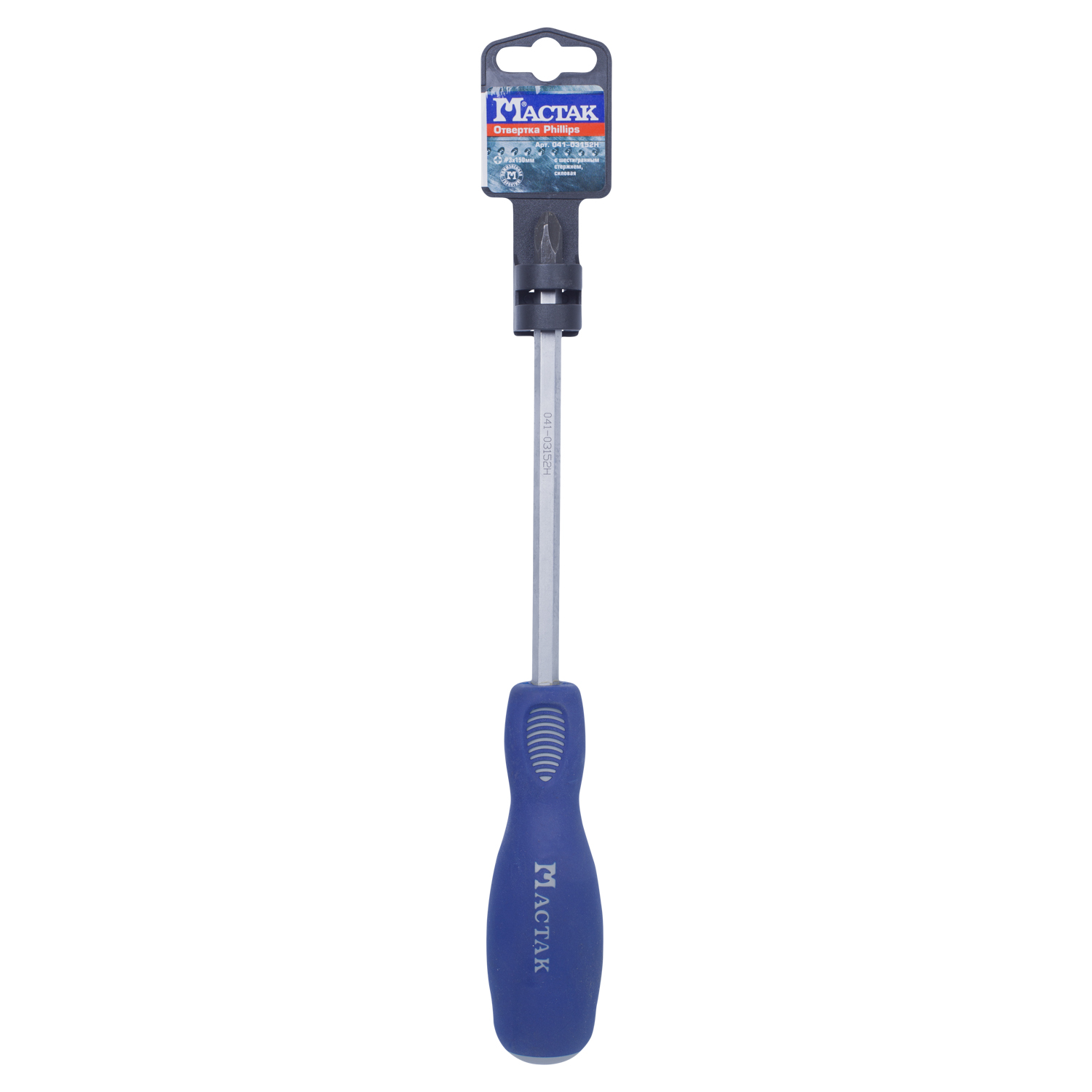 Отвертка крестовая Phillips 3 x150 мм, силовая, держатель МАСТАК 041-03152H