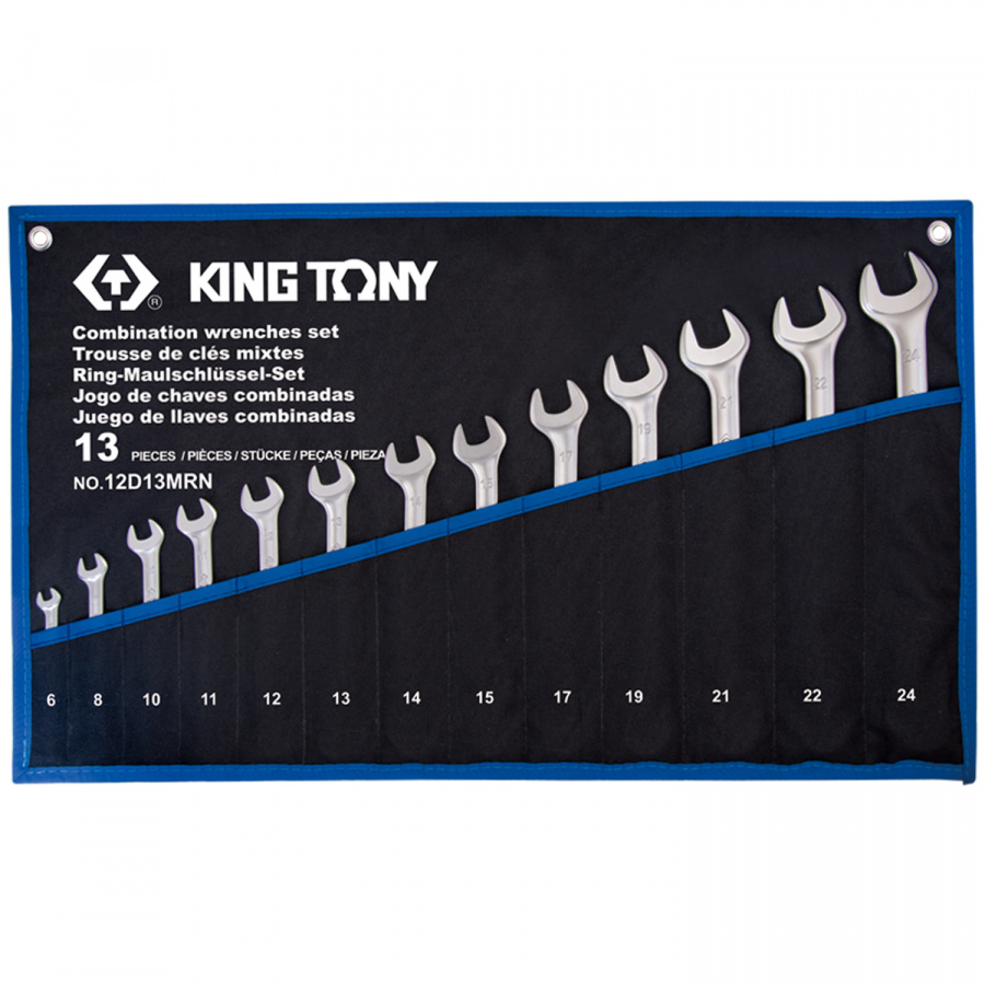 Набор комбинированных ключей, 6-24 мм, чехол из теторона, 13 предметов KING TONY 12D13MRN 2