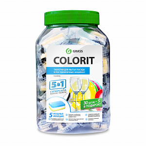 таблетки для посудомоечных машин "colorit" 35 шт в банке grass