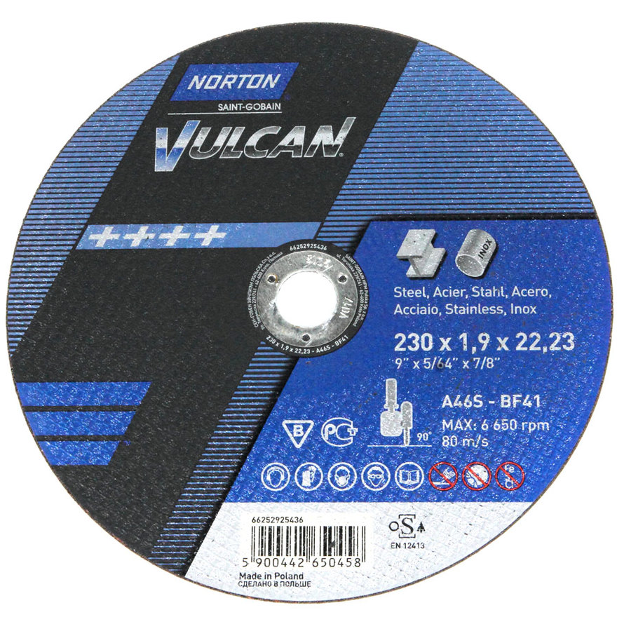NORTON Круг отрезной Vulcan 180 x 1,6 x 22,23 A 46 S-BF41 мет/нерж 2