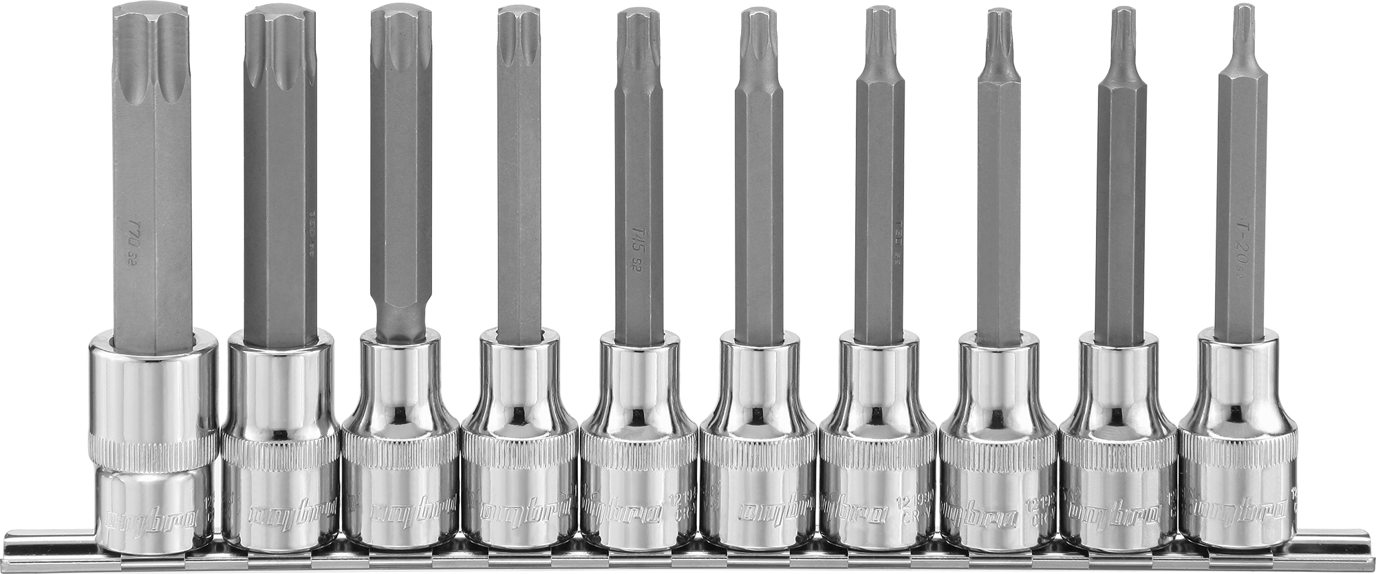 Набор насадок торцевых 1/2"DR с вставками-битами TORX на держателе, T20-T70, 100 мм 2