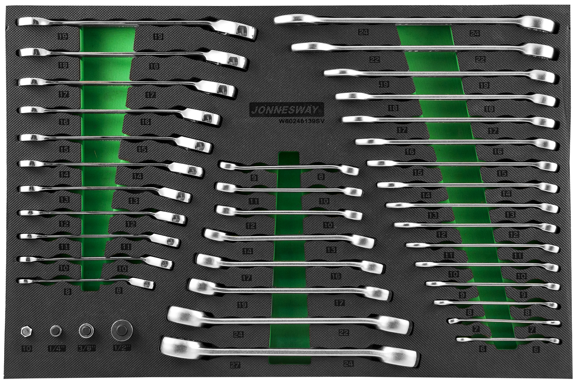 Набор трещоточных с реверсом комбинированных ключей и 1/4"DR, 3/8"DR, 1/2"DR адаптеров 2