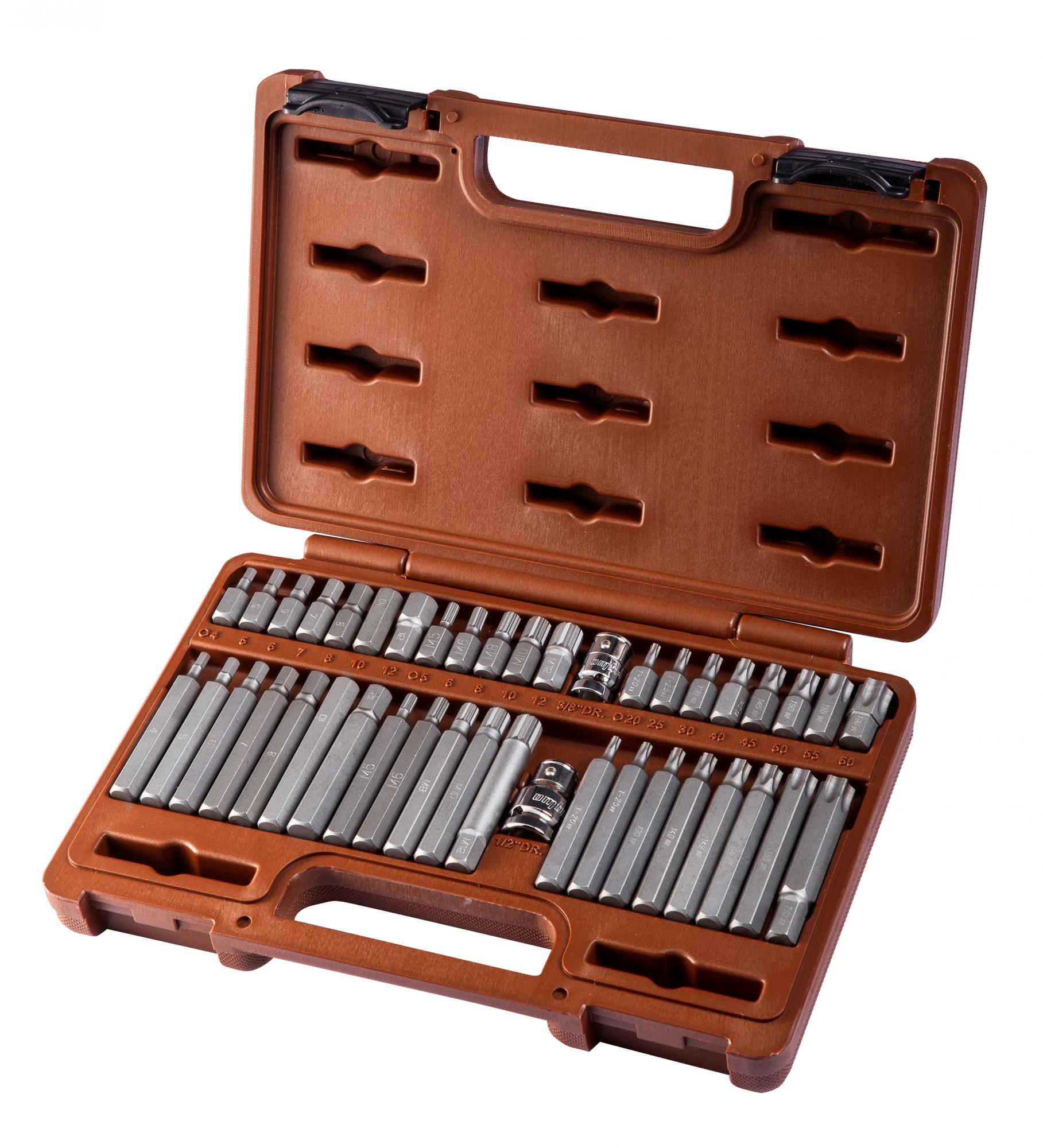 Набор вставок-бит и адаптеров 3/8", 1/2"DR, 42 предмета 2