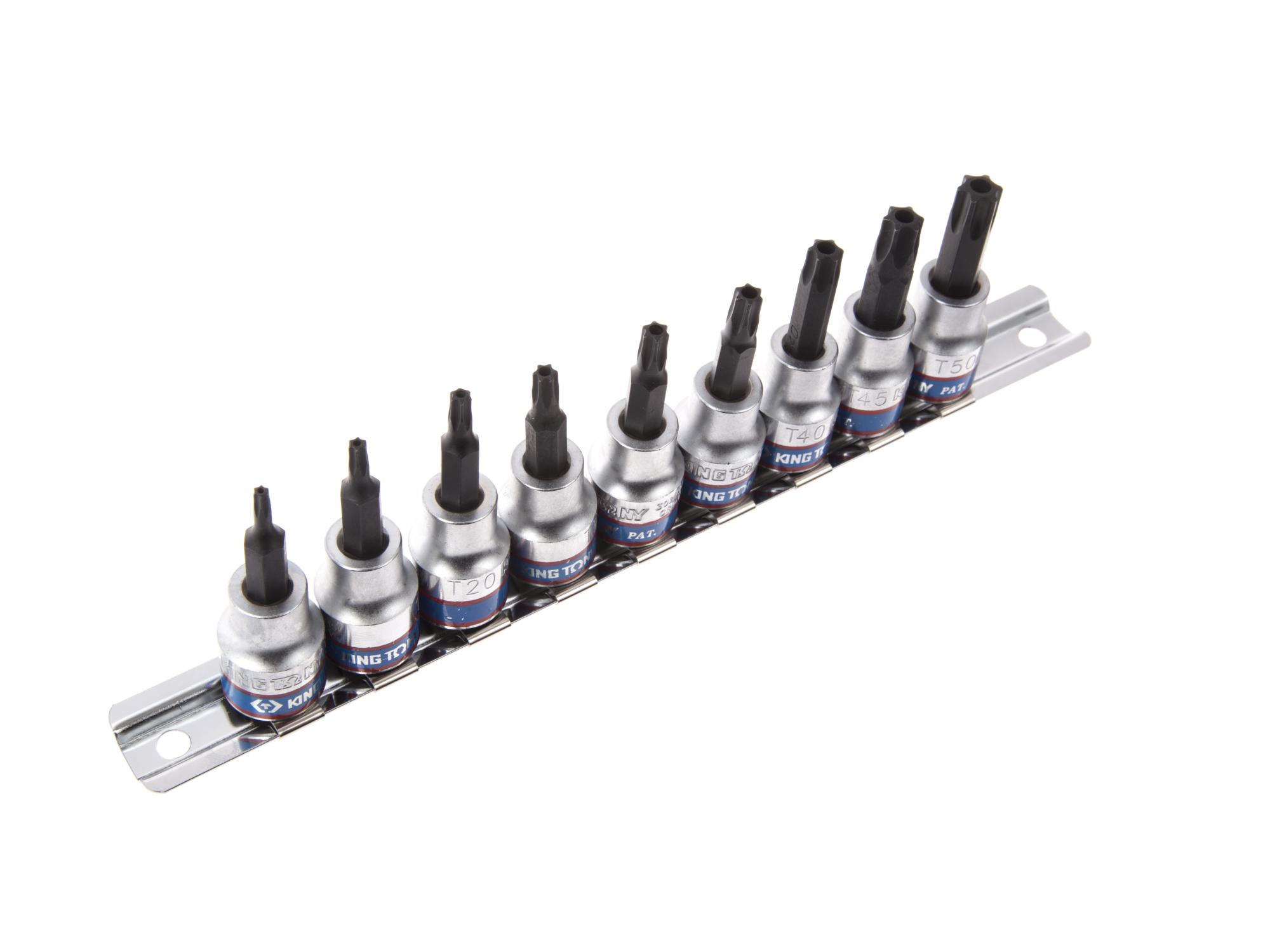 Набор торцевых насадок 3/8", TORX, Т10-Т50 мм, с отверстием, 9 предметов  2