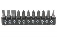 Набор бит 1/4" 25 мм на держателе SL, PH, PZ, HEX