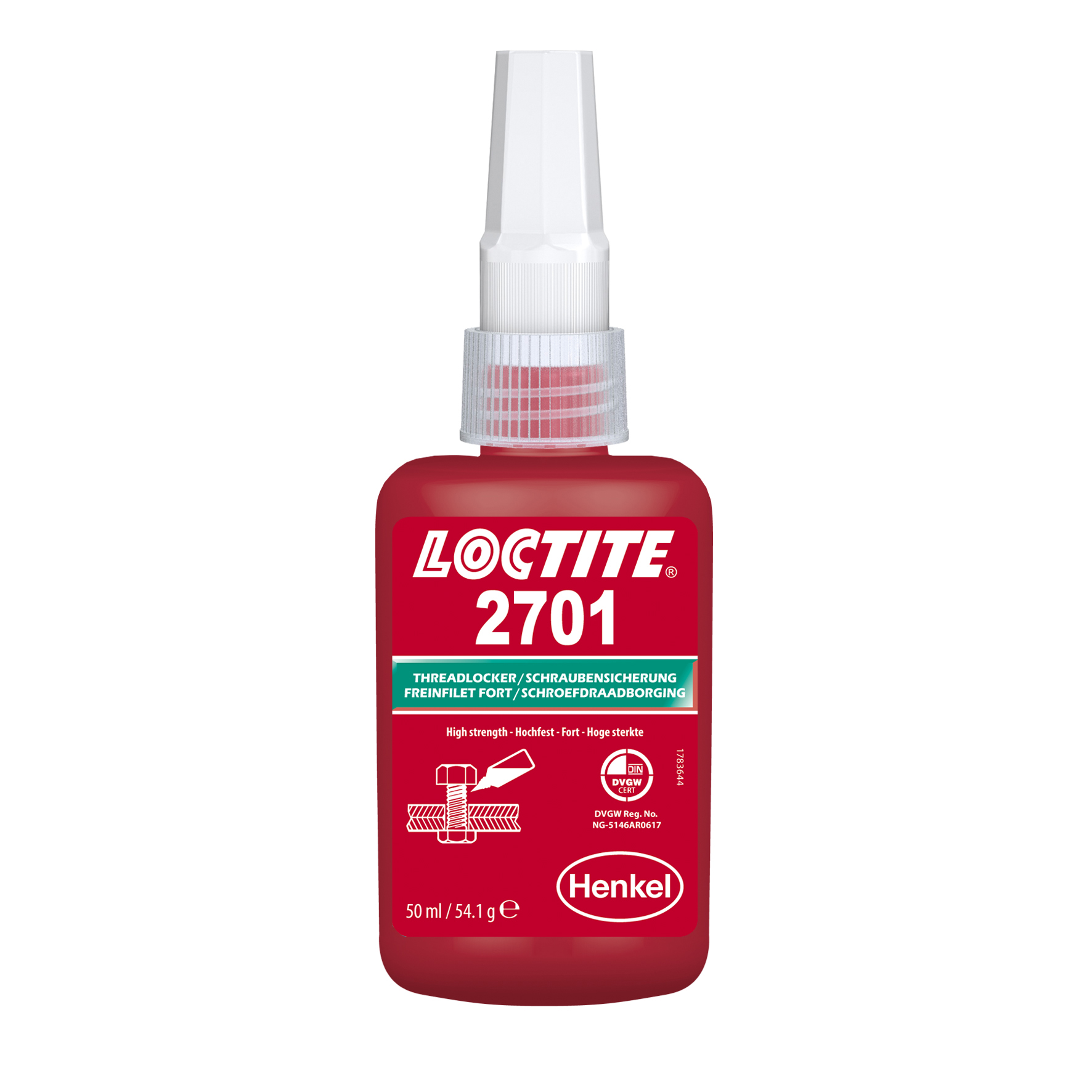 Loctite 2701 Резьбовой фиксатор высокой прочности для неактивных металлов, 50 мл 2