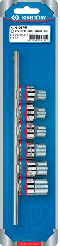Набор торцевых головок 1/2", TORX Е-стандарт, E10-E20, 6 предметов  2