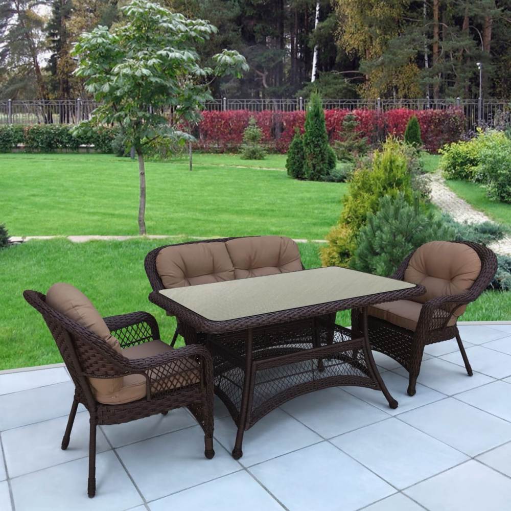 Комплект плетеной мебели T130Br/LV520BB-Brown_Beige 2