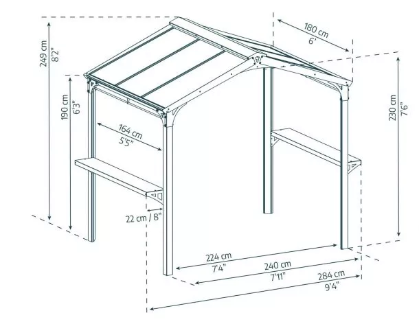 Комплект беседки для гриля BBQ Gazebo Garden Austin 2400- black