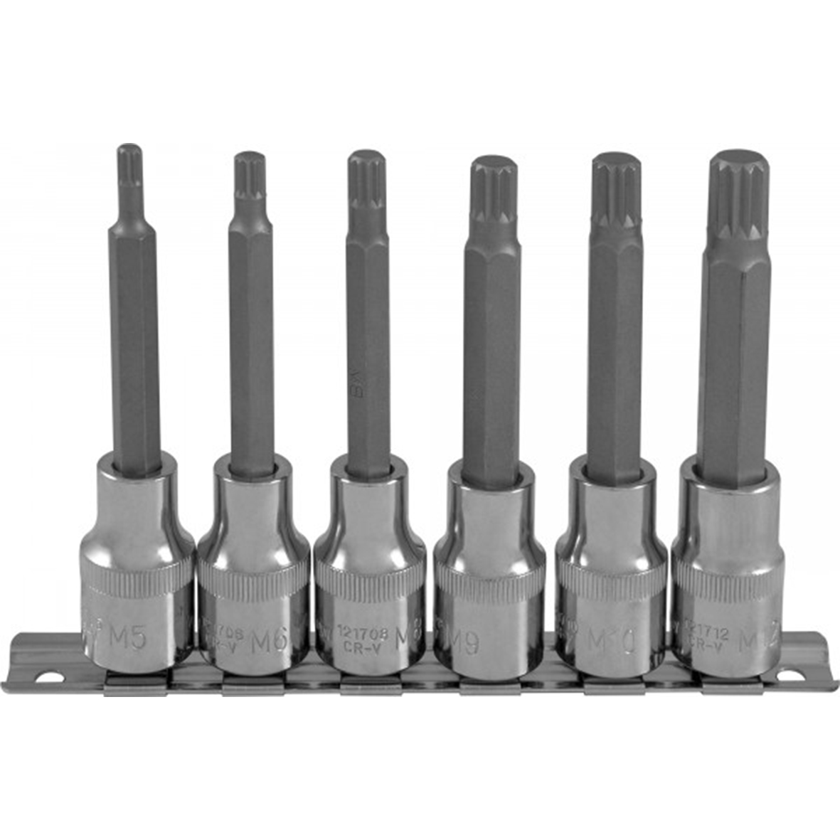 Набор насадок торцевых 1/2"DR с вставками-битами SPLINE на держателе, M5-M12, 100 мм 2