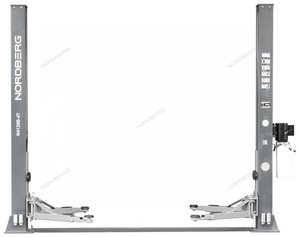 Подъемник 380V 2х стоечный 4т, с электростопорами (серый) 2