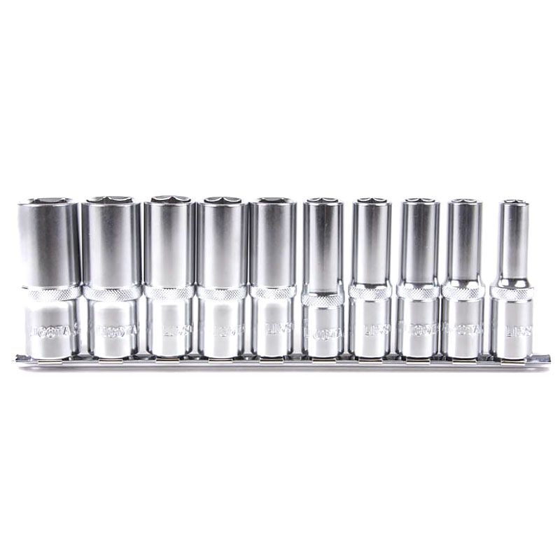 Набор глубоких торцевых головок 1/2" 12 гр. 3/8"-15/16" 10пр. на линейке 2