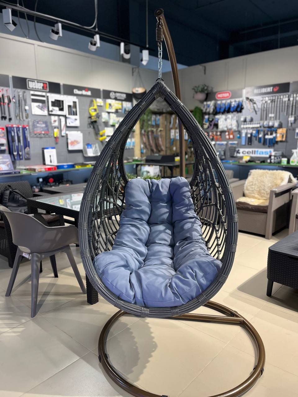 Подвесное кресло из искусственного ротанга N886-W70 Light Grey