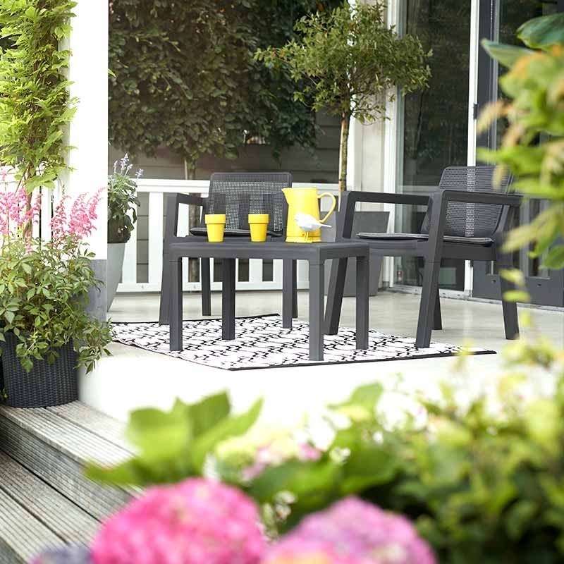 Обеденная группа из столика и двух кресел Emily Balcony Set With Cushions