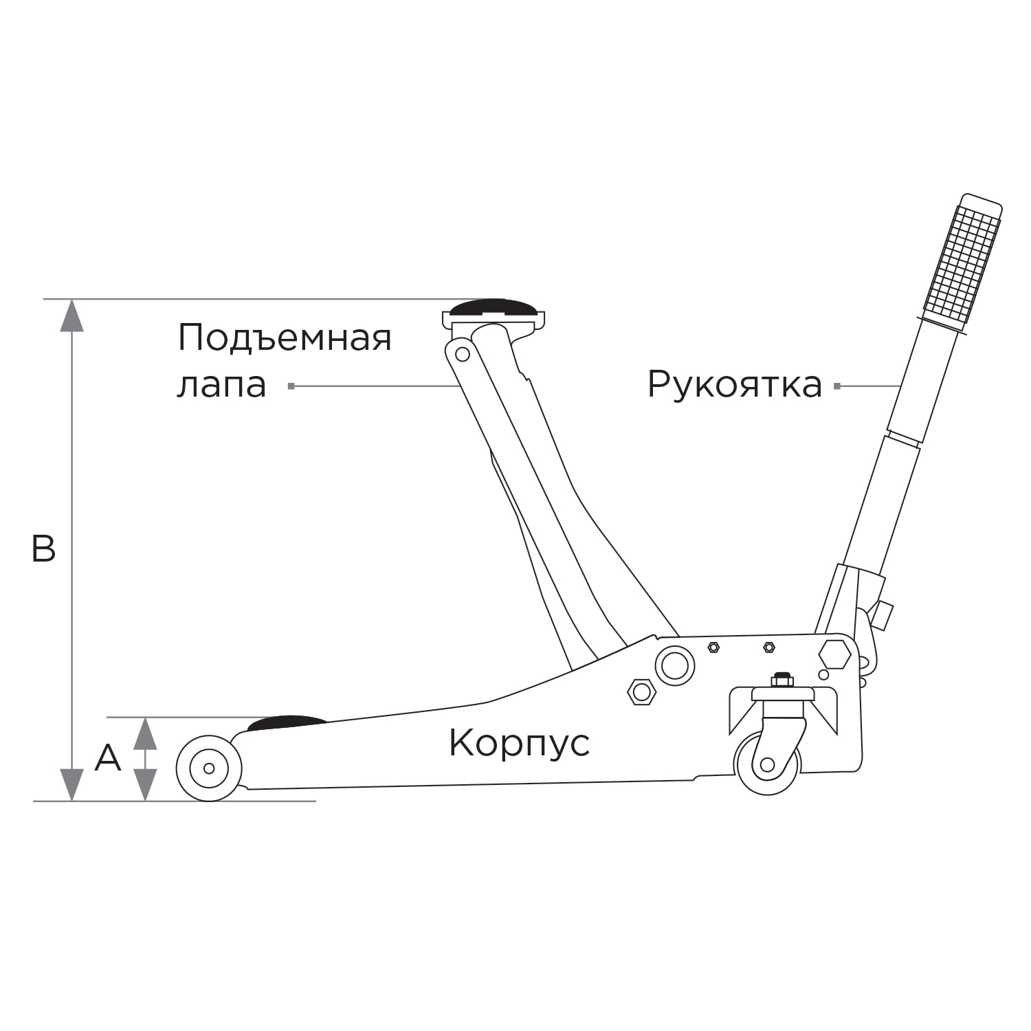 Домкрат подкатной 3 т, низкопрофильный 