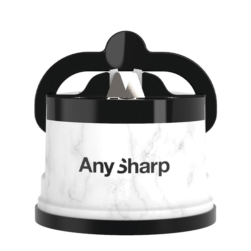 Точилка для ножей AnySharp ELITE пластиковый корпус матовый белый, принт мрамор 2