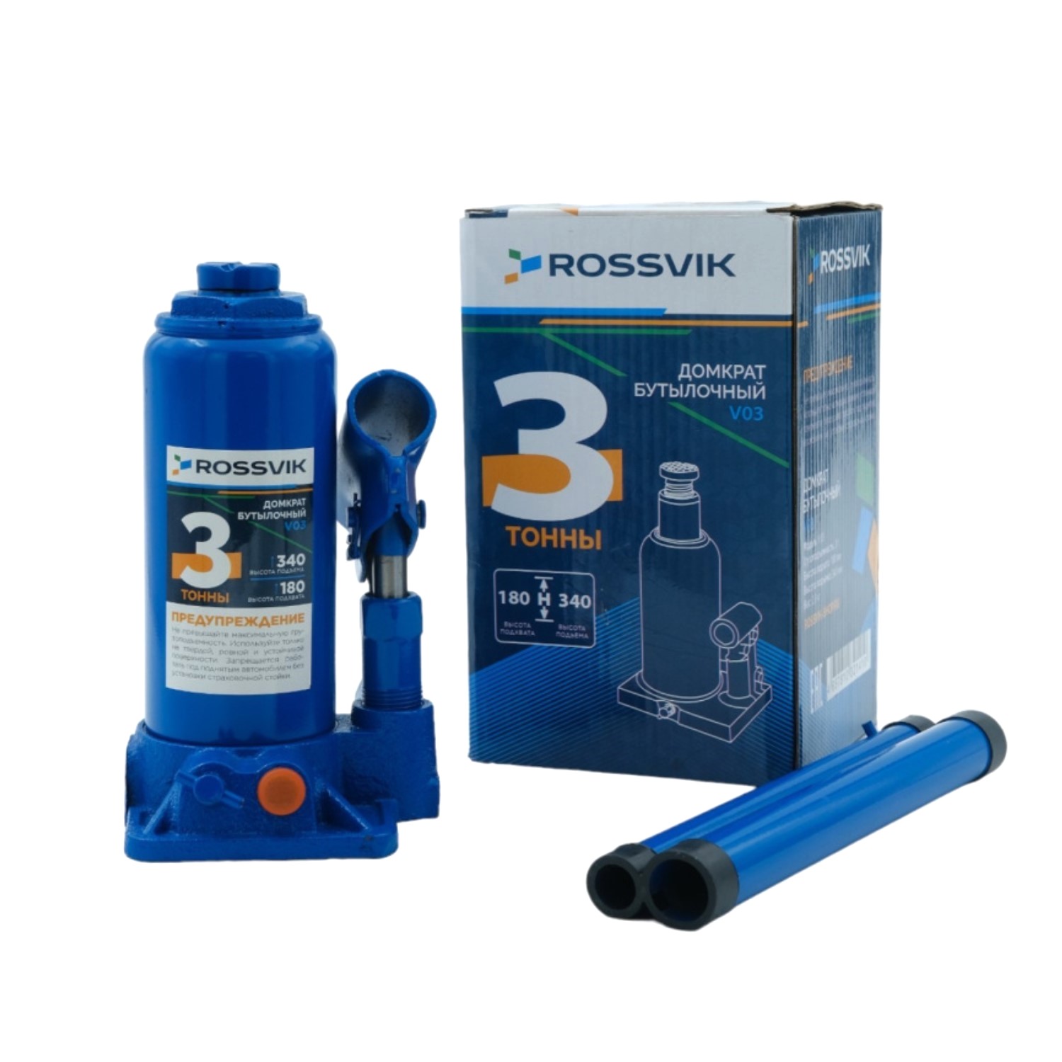 Домкрат бутылочный V03, г/п 3,0т ROSSVIK 2