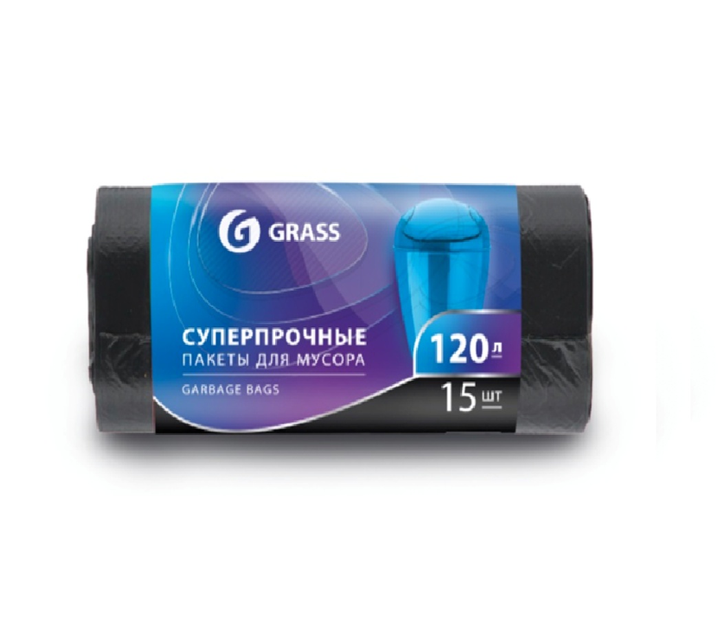 Мешок для мусора ПНД в рулоне 120л. 65*105 17 мкр., черный, рул. 15 шт 2