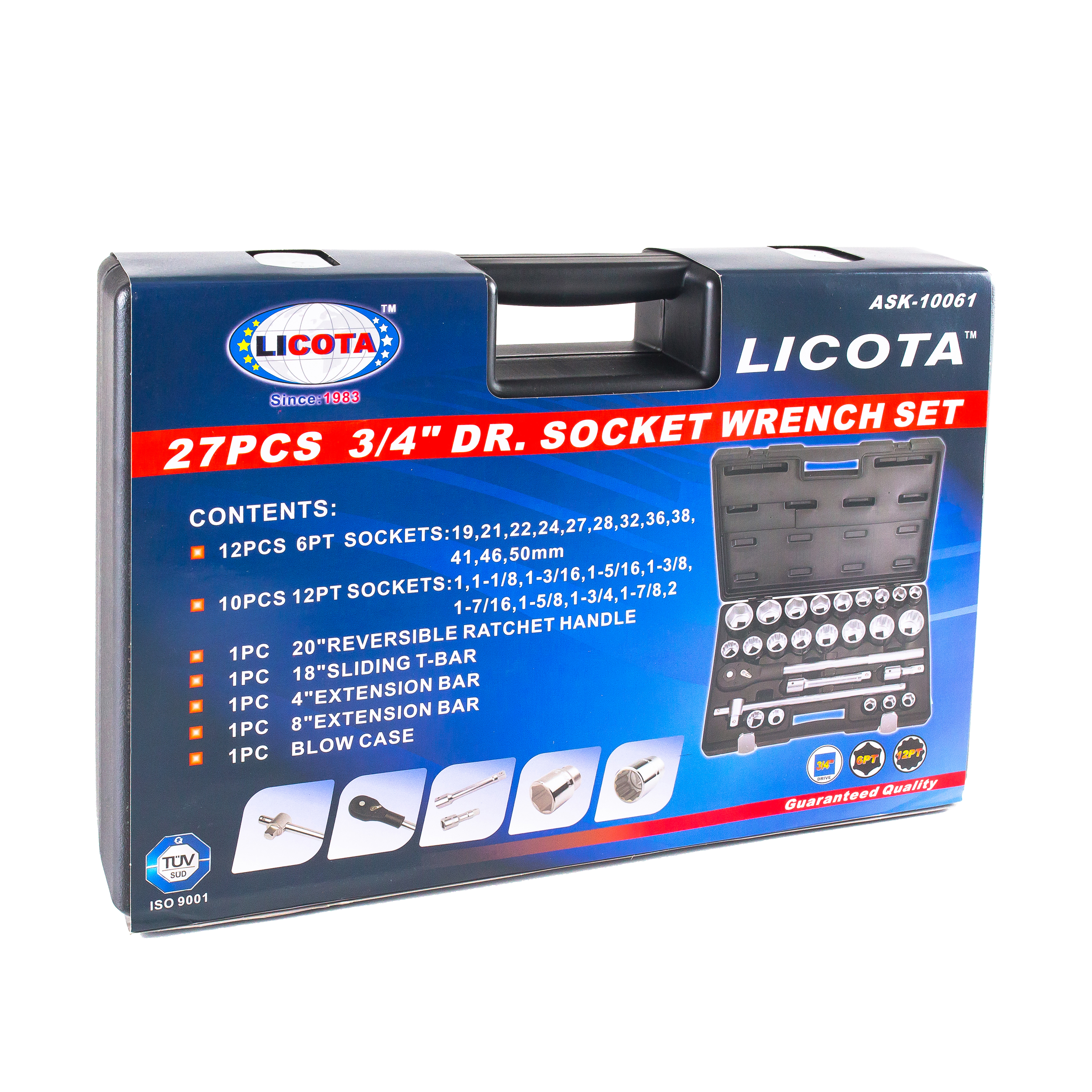 Набор торцевых головок 3/4" дюйм. и метр. 26пр. 3/4"-2", 19-50 мм