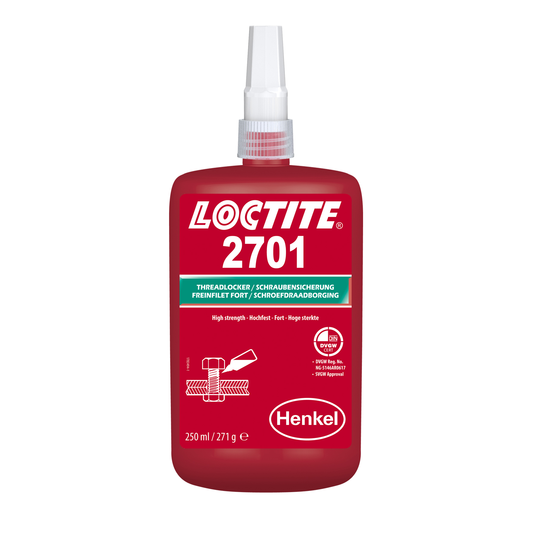 Loctite 2701 Резьбовой фиксатор высокой прочности для неактивных металлов, 250 мл 2