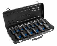 Набор ударных глубоких шестигранных головок 1/2", 15 шт. в кейсе, CrMo