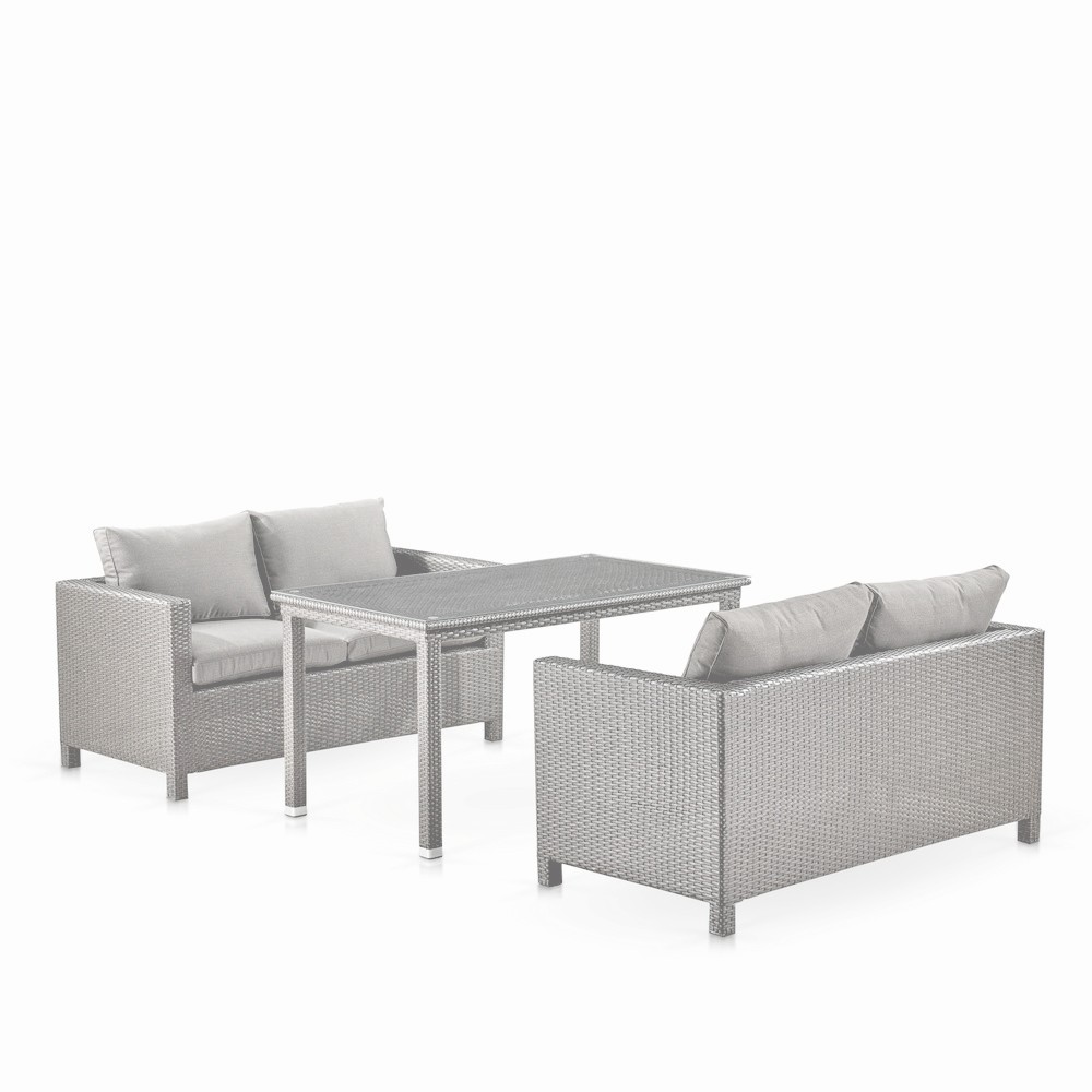 Обеденный комплект плетеной мебели с диванами T256C/S59C-W85 Latte_0