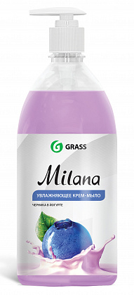 milana жидкое крем-мыло черника в йогурте 1 л с дозатором grass