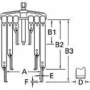 Набор съемников с двумя и тремя узкими захватами американского типа (56, 170, 220мм) Licota  ATB-1141I 3