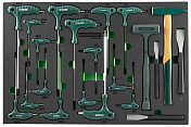 Набор угловых отверток (торцевых ключей), шестигранных и TORX®, молотков и зубил. 21 предмет в EVA Jonnesway  H10121SV