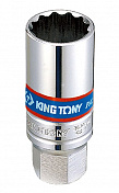 Головка свечная двенадцатигранная 3/8", резиновый фиксатор, 21 мм King Tony  363021