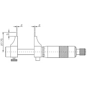 Двухточечный микрометрический нутромер нониус 0,01 мм, 75-100 мм Asimeto  203-04-0 1